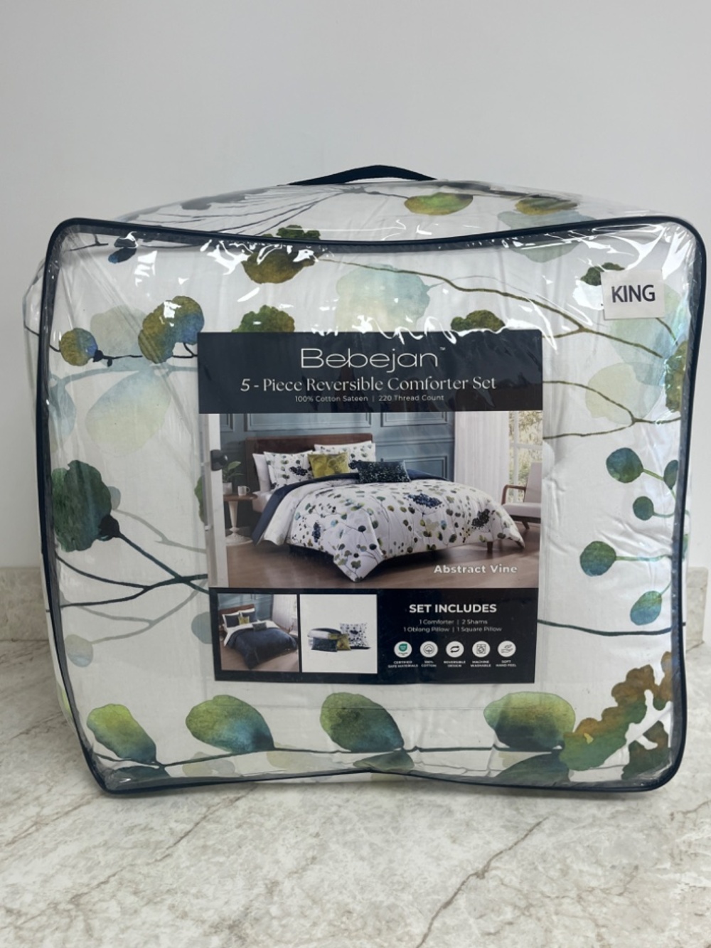 Bebejan Abstract Vines Reversible King Comforter Set - Picture 5 of 5